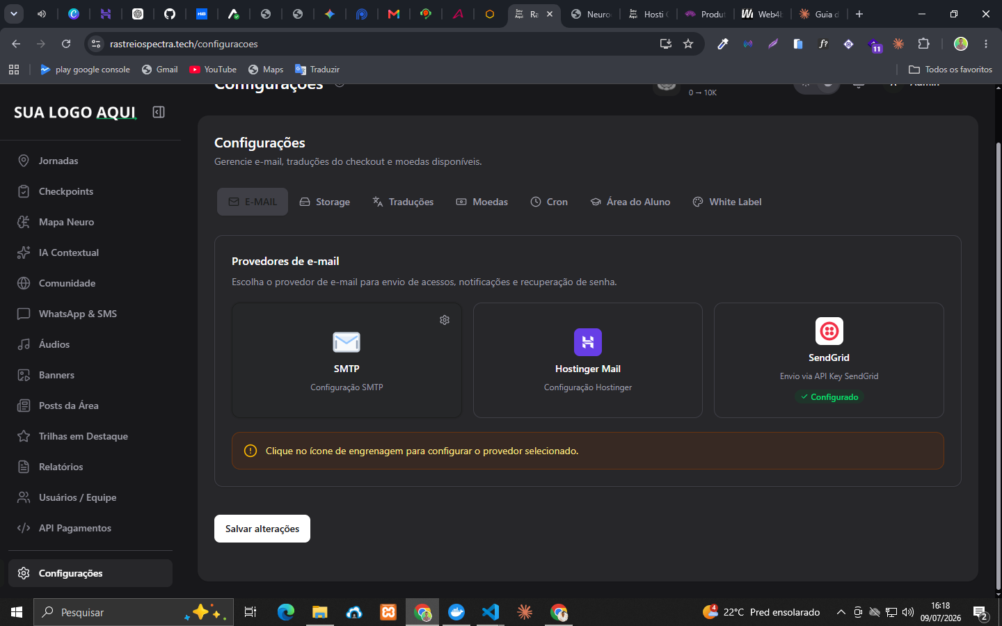 Configurações E-mail